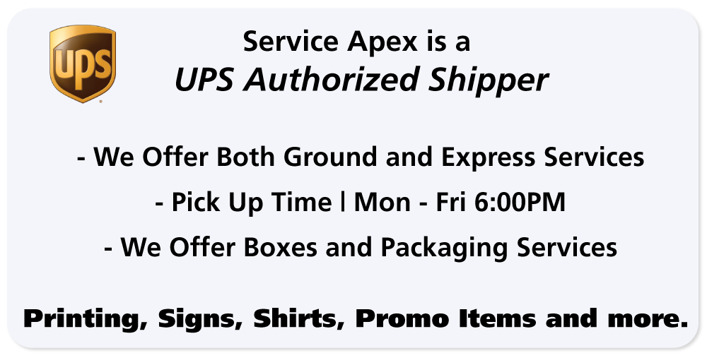ups drop off delivery service apex free